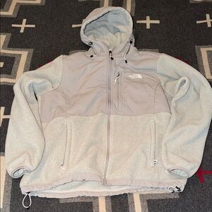 The North Face Light Gray Fleece Hooded Women’s Jacket